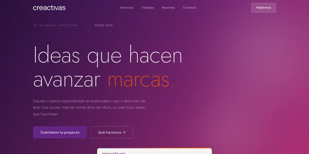 Web Creactivas ScP, estudio creativo de publicidad en Barcelona