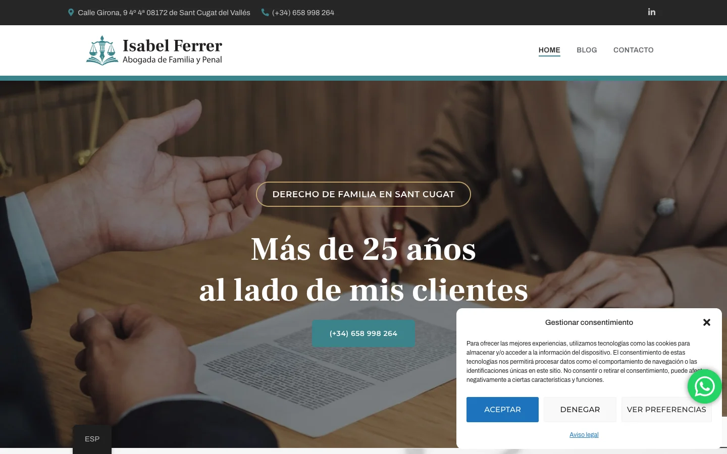 Web Isabel Ferrer, abogada diseñada por EstrenaWeb
