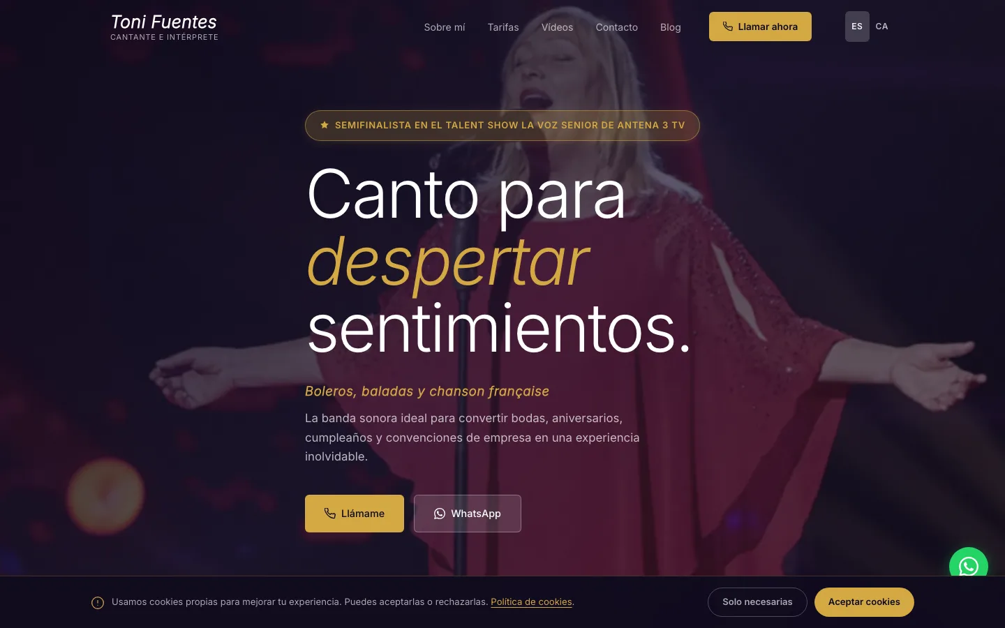 Web Toni Fuentes, cantante